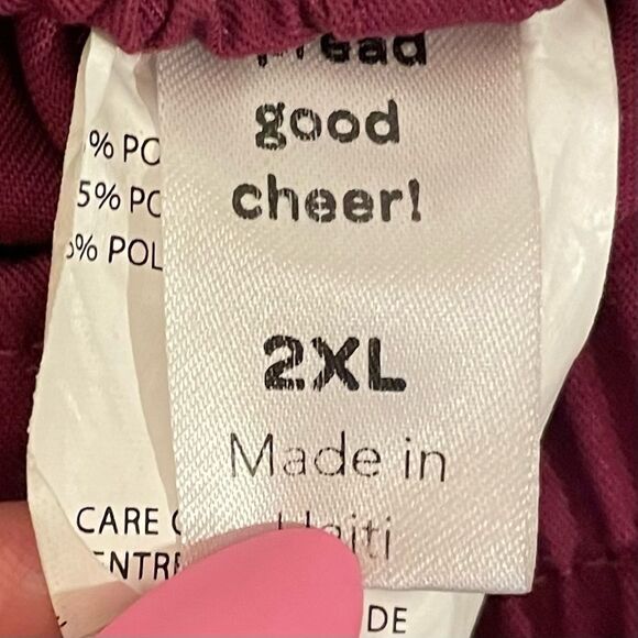 Spread Good Cheer Wine Burgundy Scrub Uniform Pants Size 2XL - Picture 3 of 9